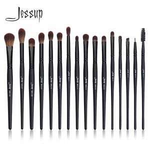 China Jessup Precision 16pcs Eye Makeup Brush Set Black Paint Spraying on sale