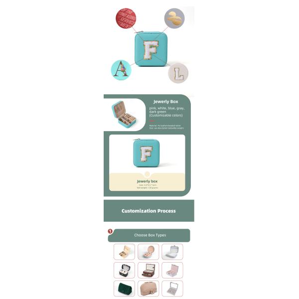 Custom Portable Small Leather Sky Blue Jewelry Organizer Travel Case