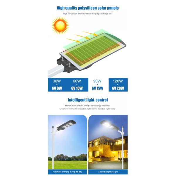 Ip65 Intelligent All In One Integrated Solar Street Light Outdoor 30w 60w 90w 120w