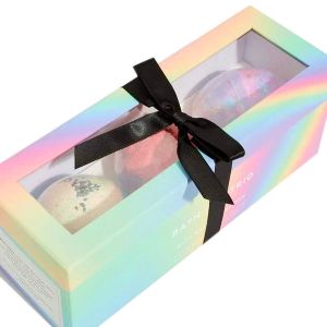 Custom Logo Printed Paper Rainbow Box Packaging Fancy Bath Bomb Packaging Gift