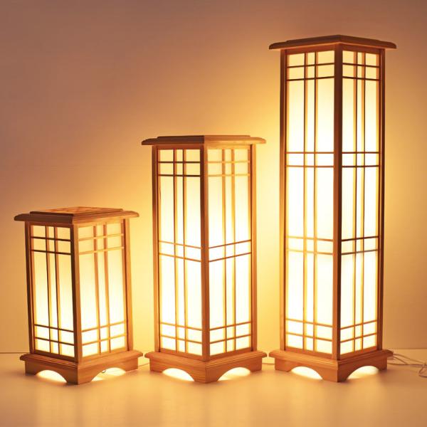 Modern wood Floor Lamp Washitsu Tatami Decor Window Pane Lamp Restaurant Living