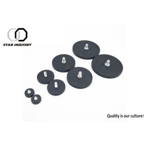 N35 Neodymium Pot Magnet Strong Pull Force With Soft Silicone Rubber Protected