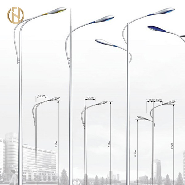 Buy Single / Double Arm Street Light Pole  12M 10M 8M 6M Galvanized Light Pole at wholesale prices