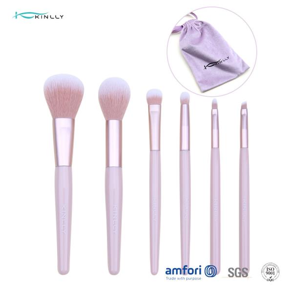 Buy 6PCS Aluminum Ferrule Pink Handle Makeup Brushes at wholesale prices
