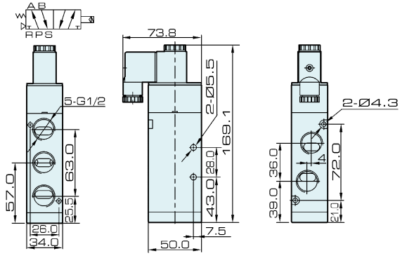 4V410-15 Airtac Type Pneumatic Electric Solenoid Valve 5/2 Way 220V