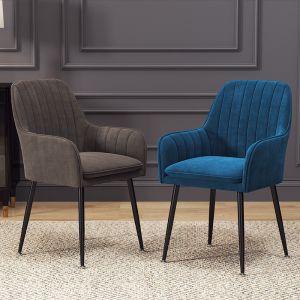 Blue Velvet Fabric Dining Chair Restaurant Dining Room Armchair Modern