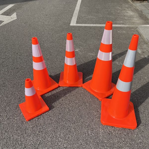 Buy High Visibility 45cm-90cm Height Black Base Traffic Cone for Road Safety and Traffic Management at wholesale prices