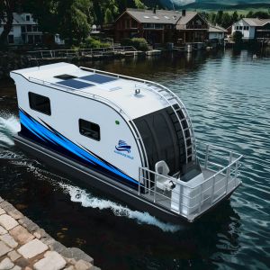 Quality Aluminum 4m Width 7.9m Length House Boat Luxury Floating for sale