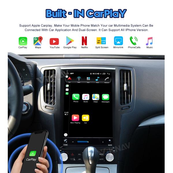 Viknav Car Radio For Infiniti G25 G37 (2004-2013)12.1 Inch Android13 Rear View Navigation GPS Original Car Function