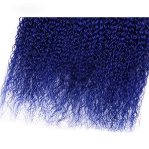 #T1B/Blue Kinky Curly Remy Human Hair Bundles Sew In Weave Bundles Brazilian