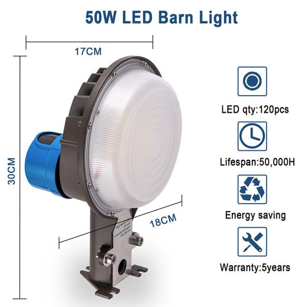 6500K LED Barn Lights Exterior Dusk To Dawn Waterproof IP65 130LM/W