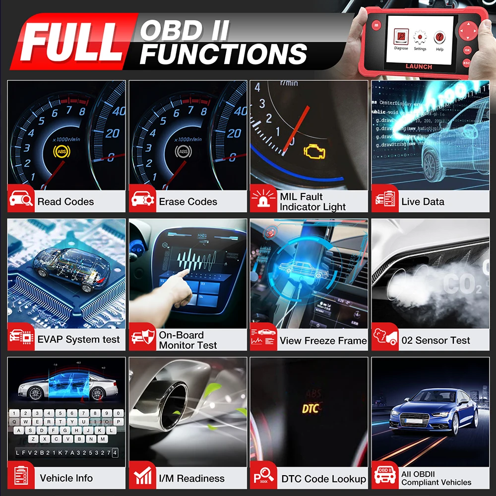 2024 New - LAUNCH X431 CRP123 V2.0 Car Diagnostic Tools Auto OBD2 ABS SRS Airbag Engine AT Auto Diagnostic Scanner Free