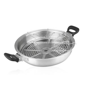 36cm External Diameter 304# Stainless Steel Woks With Two Handle