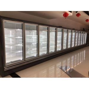 Customized Multideck 2 Glass Doors Display Refrigerated Cabinet with Frameless