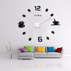 Arabic Digital Coffee Cups Modern Wall Clock Large Elegant Wall Clocks