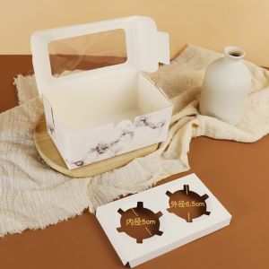 Custom Window Cupcake Box Kraft White Cardboard with Tray