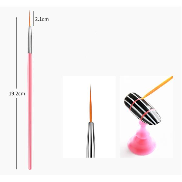Plastic Handle Pink Nail Beauty Brush 15 pcs Painting Art Brush for Promotion 50g Size