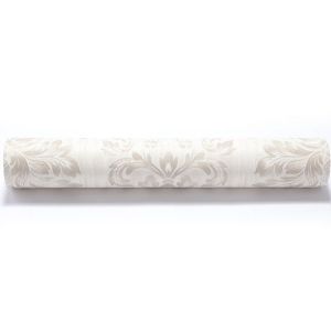 Living Room Washable Vinyl Wallpaper , White Damask Pattern Wallpaper