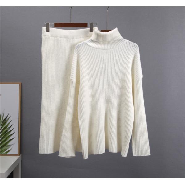 Women s Sweaters for Outdoor Activities with Free Pullover Closure Type Half skirt high neck sweater set