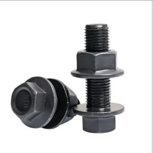 Black Oxide Zinc Plated Metal Steel Hex Flange Bolt With Flange Nuts B7 B7M
