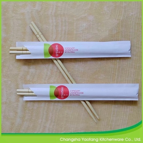 Environmentally Friendly Round Bamboo Chopsticks 20cm With Semi Closed Paper