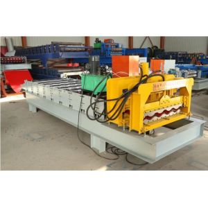 380V 60HZ Blue Glazed Tile Roll Forming Machine Making 828mm Waveform Tile