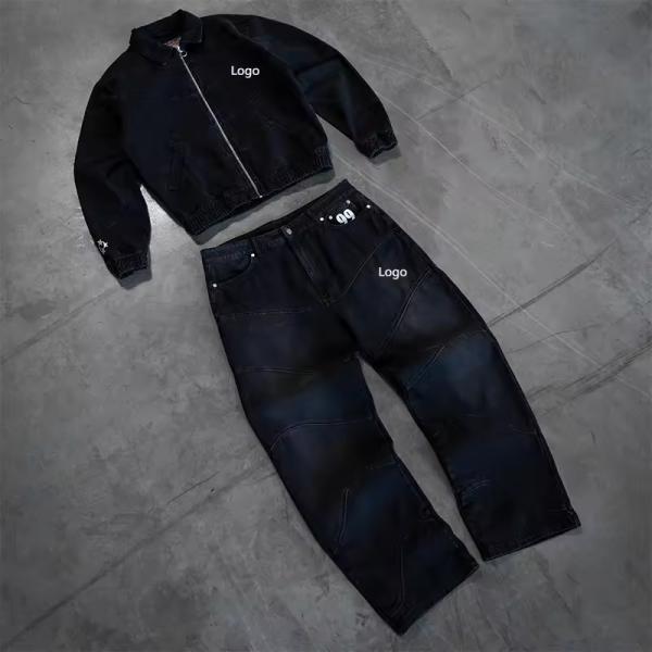 Clothing Manufacturers Custom Blank Activewear Windbreaker Embroidery logo Zip up Jacket Baggy Sweatpants Track Suit for Men