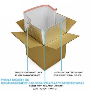 Takeout Thermal Delivery Bag Insulated Foil Bubble Box Liners, Medical Cool