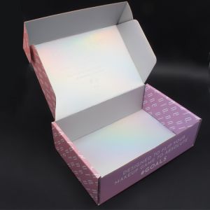 Customised Printing Pink Holographic Shipping Mailing Box Custom Private Label