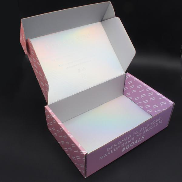 Customised Printing Pink Holographic Shipping Mailing Box Custom Private Label