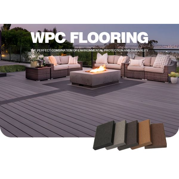 Modern Style Durable WPC Decking UV Resistant Composite Decking for Outdoor Balcony Poolside Smooth Brushed Technics Waterproof
