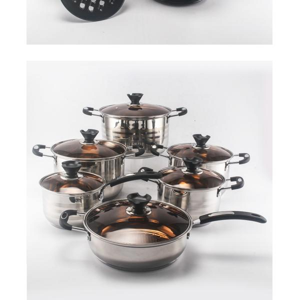 The New Listing 12 PCS Stainless Steel Cooking Set Pots And Pans Cookware Sets Cooking Soup Pots Set
