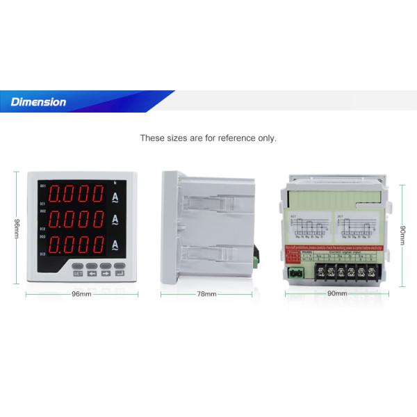 96*96 mm Three Phase LED Current Ampere Meter
