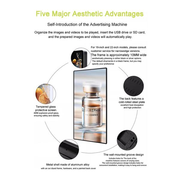 High Resolution Media Screen 43 Inch Wall Mount Digital Signage Advertising Player