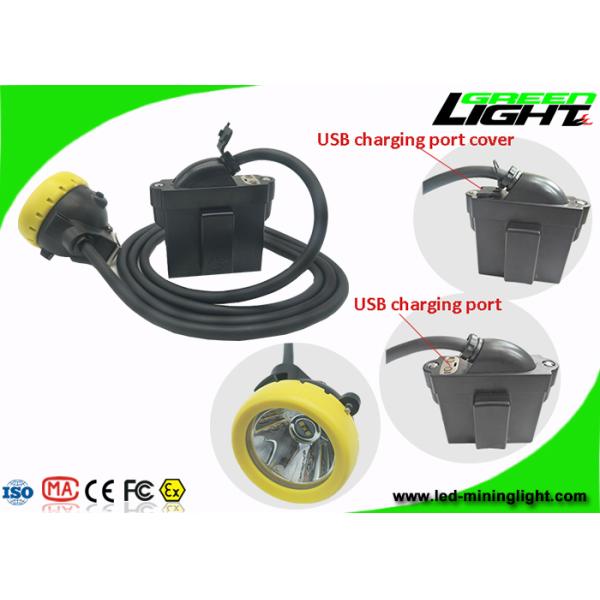 1.67W IP68 Miners Helmet Light 10000lux Brightness USB Charger 1 Year Warranty
