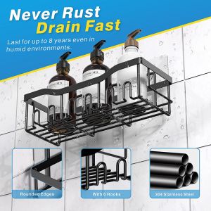 No Drilling Large Capacity Rustproof Stainless Steel Bathroom Organizer Bathroom