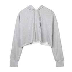 Custom Solid Long Sleeve Crop Top Spring Autumn Outerwear Anti Shrink