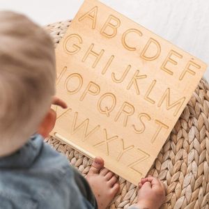 Double-sided Letter Tracking Board,Wooden Alphabet Tracing Board from Montessori