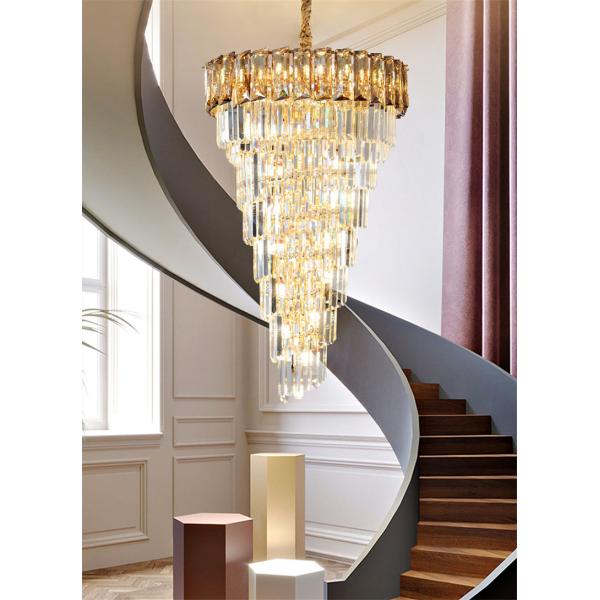LED Spiral Luxury Crystal Golden Big Chandelier Duplex Building european crystal chandeliers(WH-NC-94)