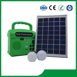 Quality 10w solar lighting kits with 2 LED lamps, phone charger, FM radio solar lighting kits for hot sale for sale
