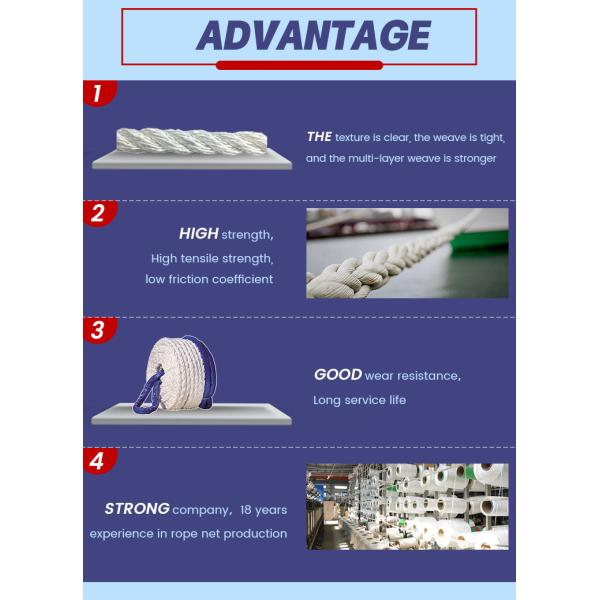 White Color 80mm/96mm 220m Length Marine Nylon Mooring Towing Ropes With High Breaking Load