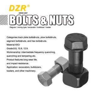 4K7038 7K2017 Excavator Track Shoe Bolts And Nuts Iron Gauge D6d 5J4773 2J3506