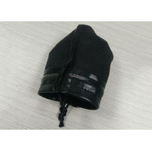 Black Leathery Drawstring Jewelry Bags , Suede Drawstring Pouch Screen Printing