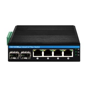 6 Port Gigabit Managed Industrial Fiber Switch SFP Fiber RSTP Manageable Rugged
