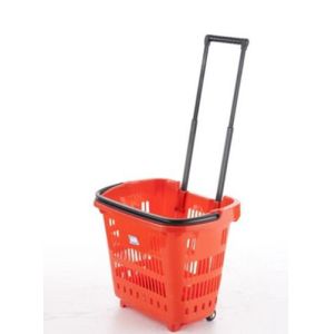 China Light Weight Plastic Grocery / Shopping Basket With Wheels And Handle SGS ISO9002 on sale