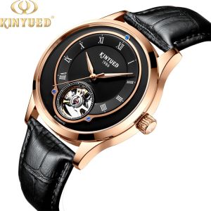 Quality Classic Tourbillon Mechanical Watch Water Resistant Genuine Leather Band for sale