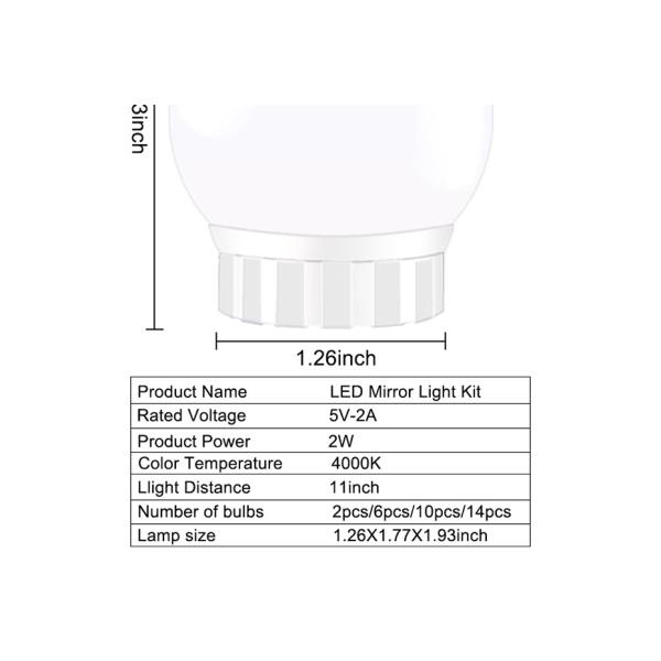 Stylish Makeup Light Bulbs , 5V USB Powered Hollywood Mirror Light Bulbs