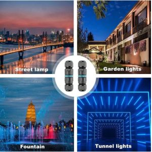18 AWG IP68 Waterproof Cable Connector 3 Pin / 4 Pin Locking Screw Polycarbonate