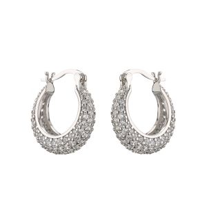 Micro Pave Sterling Silver Hoop Earring