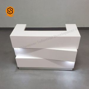 Modern Artificial Stone Salon Reception Counter Light Up Reception Desk